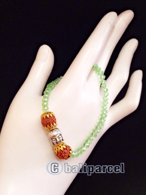 Bracelet, Handmade From Crystal With Rudraksha And Buddha
