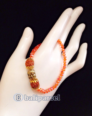 Bracelet, Handmade From Crystal With Rudraksha And Buddha