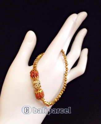 Bracelet, Handmade From Crystal With Rudraksha And Buddha