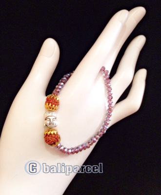 Bracelet, Handmade From Crystal With Rudraksha And Buddha