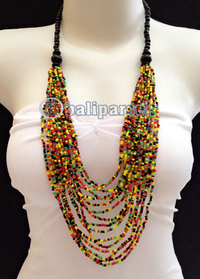 Necklaces Made From Bead Layer With Wood