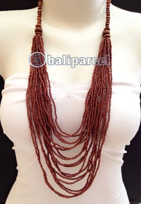 Necklaces Made From Bead Layer With Wood