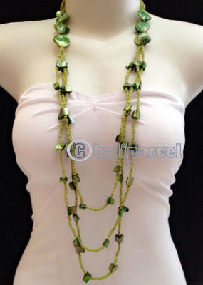 Necklaces Handmade From Bead Layer With Shell