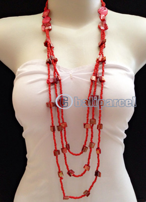 Necklaces Handmade From Bead Layer With Shell