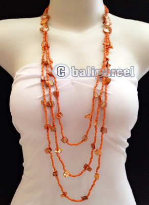 Necklaces Handmade From Bead Layer With Shell