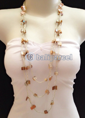 Necklaces Handmade From Bead Layer With Shell