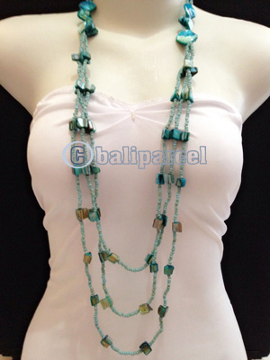 Necklaces Handmade From Bead Layer With Shell