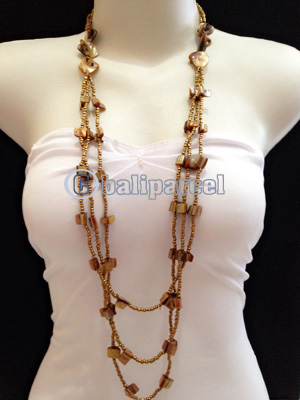 Necklaces Handmade From Bead Layer With Shell