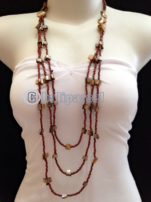 Necklaces Handmade From Bead Layer With Shell