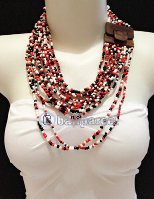 Necklaces Handmade From Bead With Close Wood