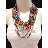 Necklaces Handmade From Bead With Close Wood