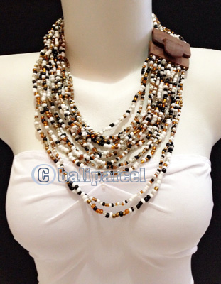 Necklaces Handmade From Bead With Close Wood