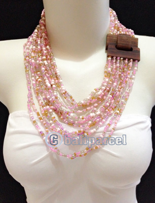 Necklaces Handmade From Bead With Close Wood