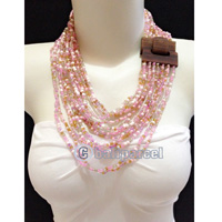 Necklaces Handmade From Bead With Close Wood