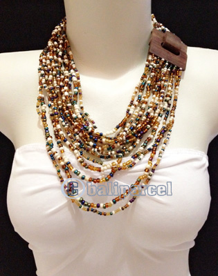 Necklaces Handmade From Bead With Close Wood