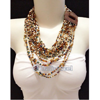 Necklaces Handmade From Bead With Close Wood