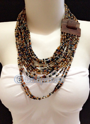 Necklaces Handmade From Bead With Close Wood
