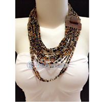 Necklaces Handmade From Bead With Close Wood