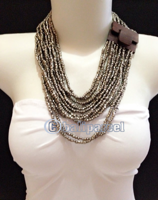 Necklaces Handmade From Bead With Close Wood