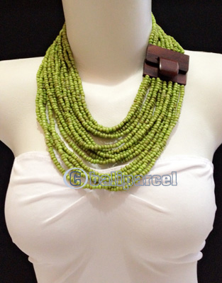 Necklaces Handmade From Bead With Close Wood