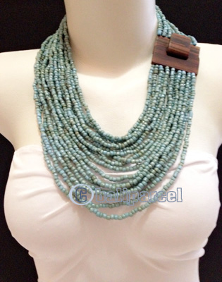 Necklaces Handmade From Bead With Close Wood
