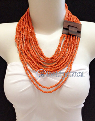 Necklaces Handmade From Bead With Close Wood