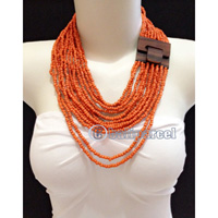 Necklaces Handmade From Bead With Close Wood