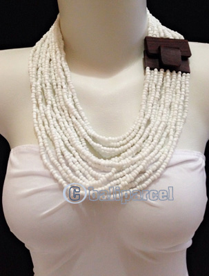 Necklaces Handmade From Bead With Close Wood