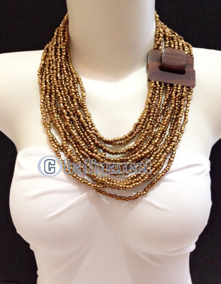 Necklaces Handmade From Bead With Close Wood