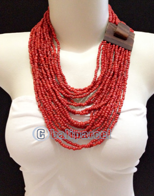 Necklaces Handmade From Bead With Close Wood