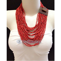 Necklaces Handmade From Bead With Close Wood
