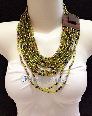 Necklaces Handmade From Bead With Close Wood