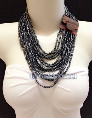 Necklaces Handmade From Bead With Close Wood