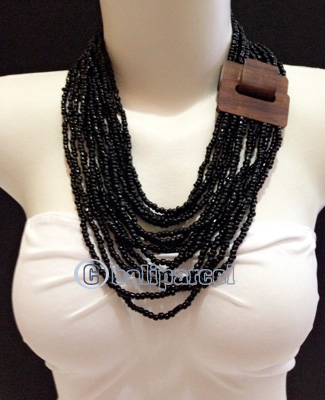 Necklaces Handmade From Bead With Close Wood