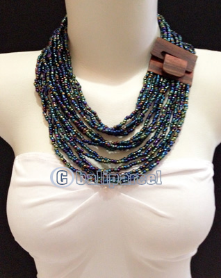 Necklaces Handmade From Bead With Close Wood