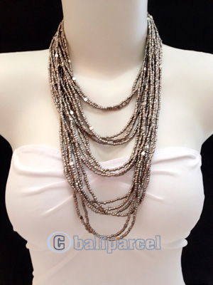 Necklaces Handmade From Bead Layer With Silver Metal