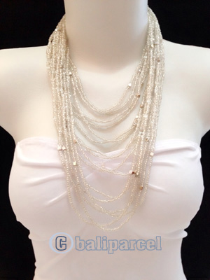 Necklaces Handmade From Bead Layer With Silver Metal