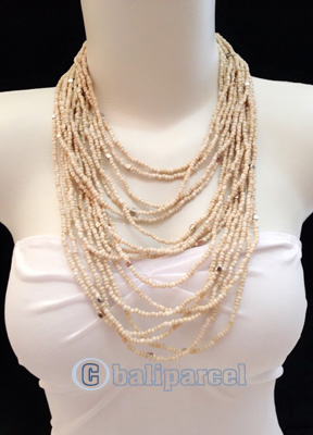 Necklaces Handmade From Bead Layer With Silver Metal
