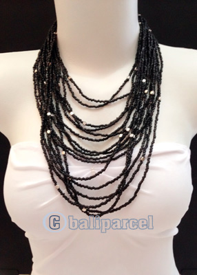 Necklaces Handmade From Bead Layer With Silver Metal