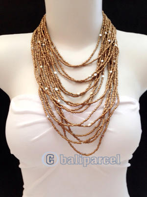 Necklaces Handmade From Bead Layer With Silver Metal