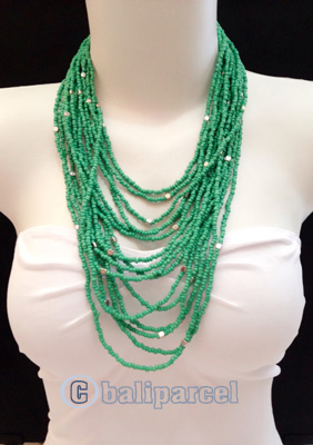 Necklaces Handmade From Bead Layer With Silver Metal