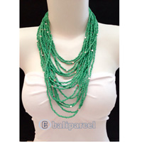 Necklaces Handmade From Bead Layer With Silver Metal