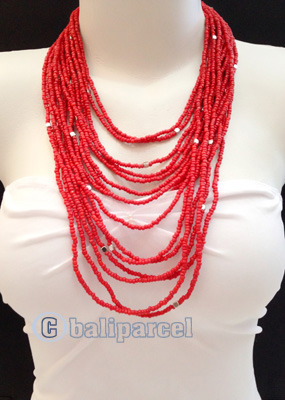 Necklaces Handmade From Bead Layer With Silver Metal