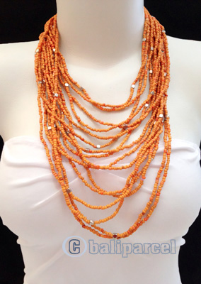 Necklaces Handmade From Bead Layer With Silver Metal