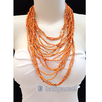Necklaces Handmade From Bead Layer With Silver Metal