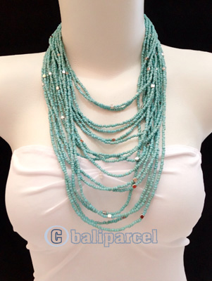 Necklaces Handmade From Bead Layer With Silver Metal