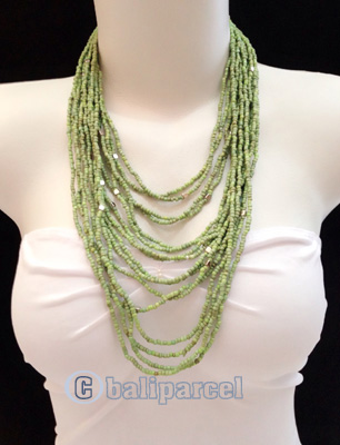 Necklaces Handmade From Bead Layer With Silver Metal