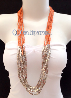 Necklaces Handmade From Bead With Silver Metal