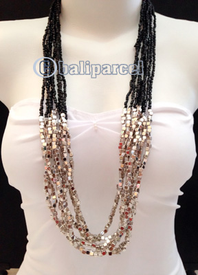 Necklaces Handmade From Bead With Silver Metal