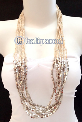 Necklaces Handmade From Bead With Silver Metal